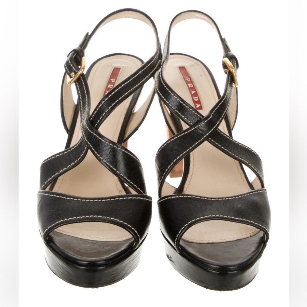 Prada Sport Leather Platform Sandals Size 8/38 - Picture 3 of 5